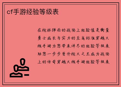 cf手游经验等级表