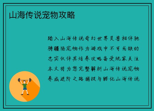 山海传说宠物攻略