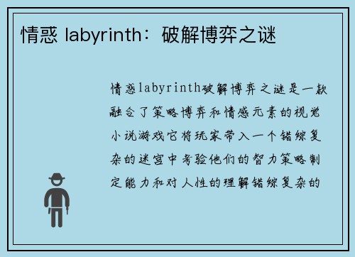 情惑 labyrinth:破解博弈之谜
