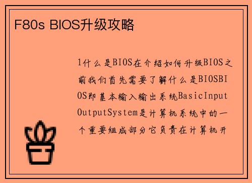 F80s BIOS升级攻略